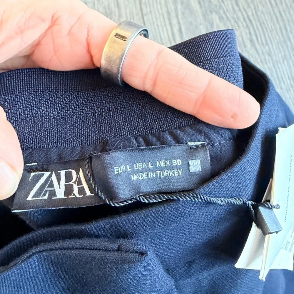 Zara Jogger Waist Trousers in Dark Navy Size Large